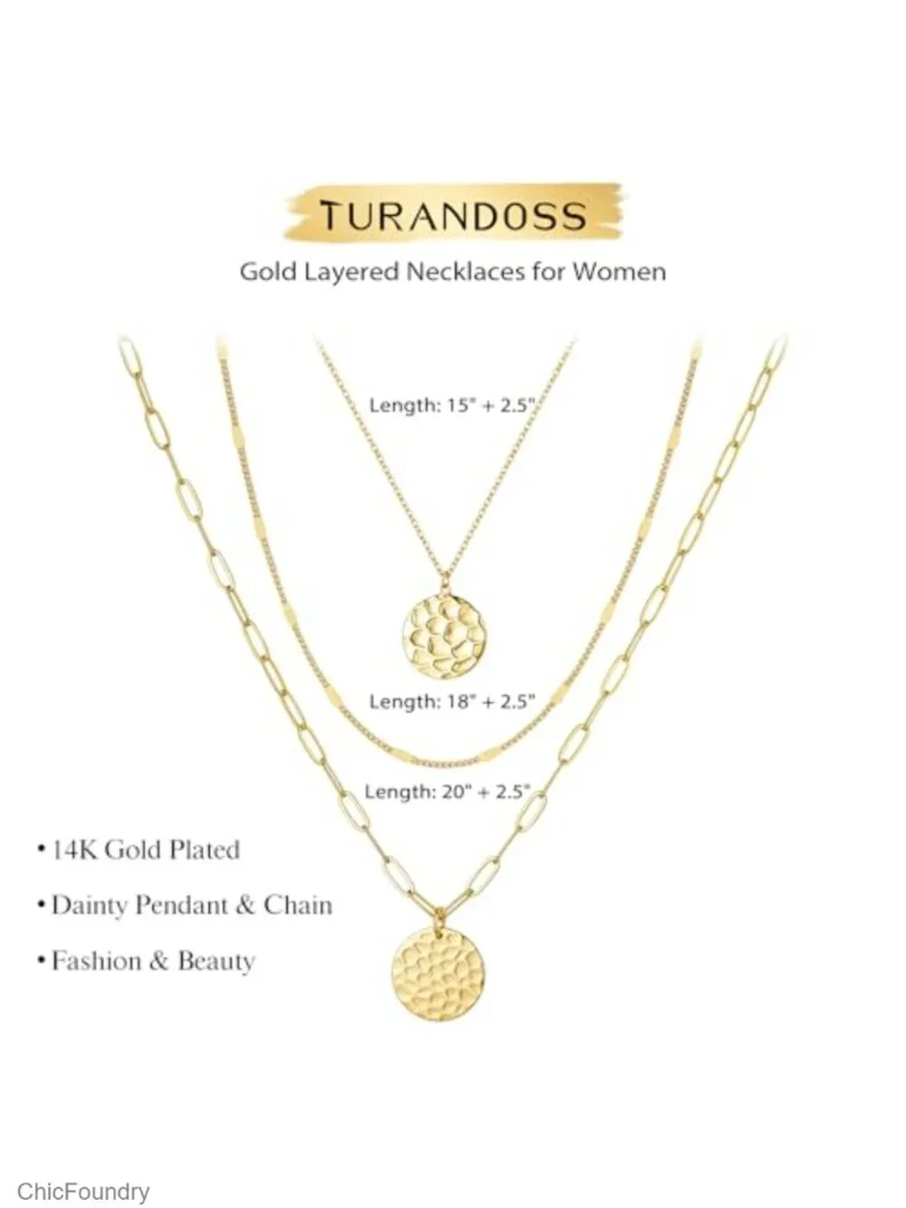 3PCS Gold Plated Layered Necklace Set for Women, Trendy Pendant Choker Necklaces